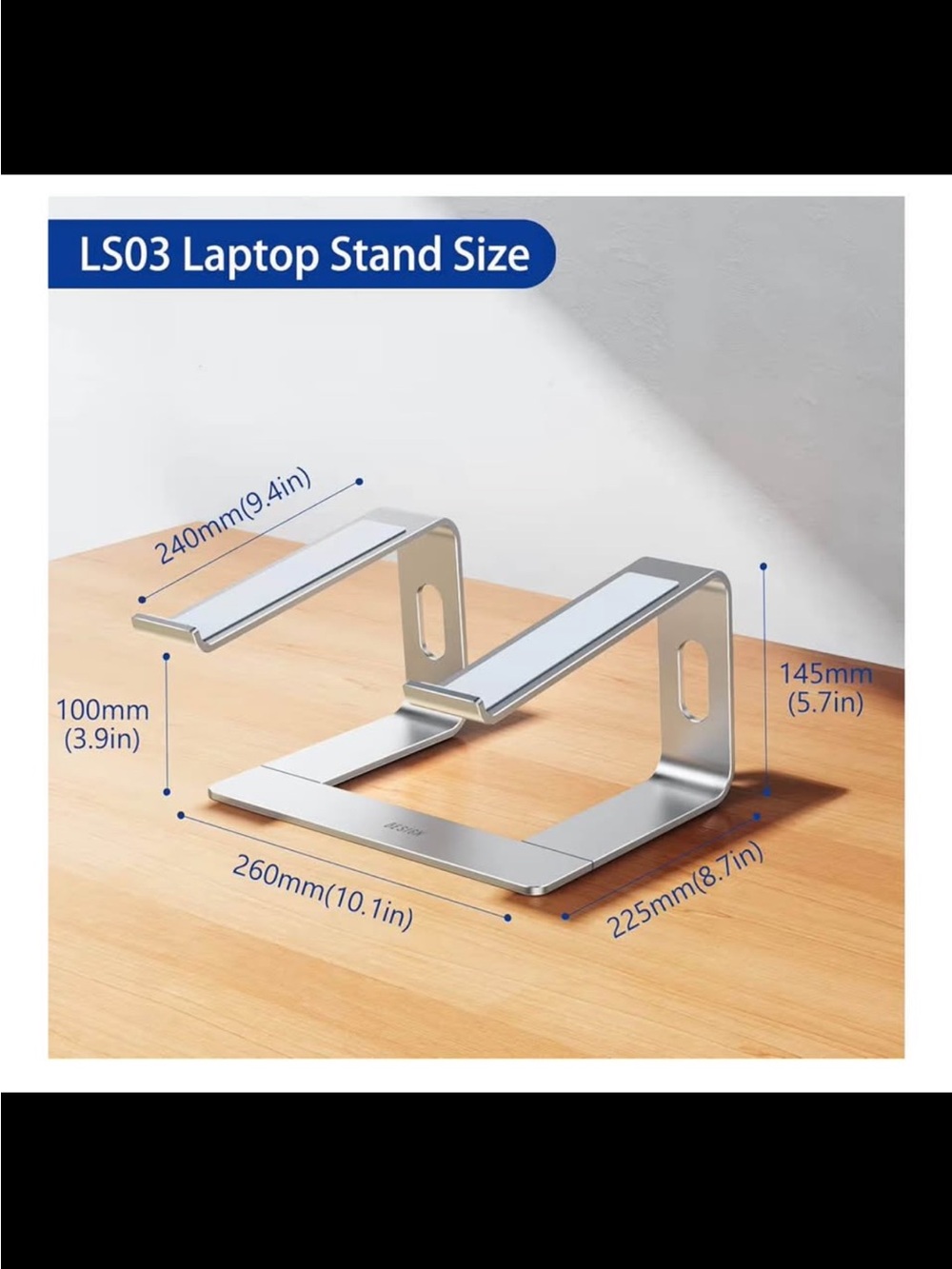 Adjustable Silver Laptop Stand LS03 - Premium Aluminum